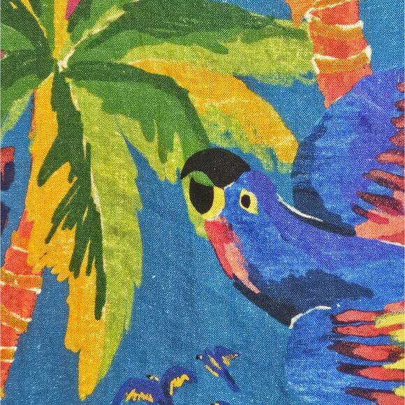 Farm Rio Blue Sunny Day Tropical Toucan & Palm Trees Linen Blend Mini Dress - Picture 5 of 10
